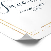 ネイビーブルーの花とゴールドフレームのシャワーフェイバーズサイン ポスター (角)