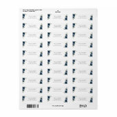 ネイビーブルーの花と緑、ボヘミア、結婚前祝賀会 ラベル (フルシート)