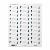 ネイビーブルーの花と緑、ボヘミア、結婚式前祝い ラベル (フルシート)