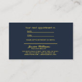 ネイビーブルーの花に黄色の花の背景モノグラム 予約カード (裏面)