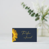 ネイビーブルーの花に黄色の花の背景モノグラム 紹介カード (スタンド正面)