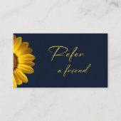 ネイビーブルーの花に黄色の花の背景モノグラム 紹介カード (正面)