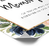 ネイビーブルーの花のアーチフレーム 追悼の看板 ポスター (角)