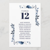 ネイビーブルーの花のテーブル番号案内図 招待状 (裏面)