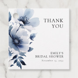 ネイビーブルーの花のブライズシャワー フェイバータグ