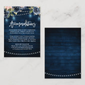 ネイビーブルーの花のラスティックなストリングライトの宿泊施設 エンクロージャーカード (正面/裏面)