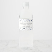 ネイビーブルーの花の卒業式 ペットボトルラベル (正面)