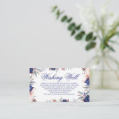 ネイビーブルーの花の結婚式の願い井戸 エンクロージャーカード (スタンド正面)