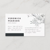 ネイビーブルーの花の草案 | 現代のミニマル 名刺 (裏面)