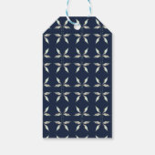 ネイビーブルーの花の葉のウェディングシャワーのお礼 ギフトタグ (裏面)