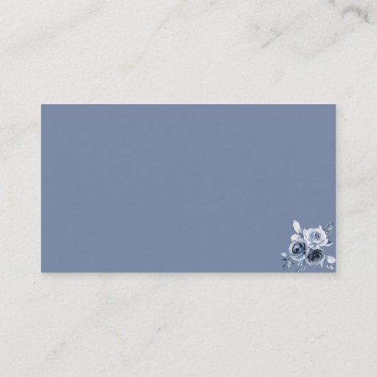 ネイビーブルーの花の赤ちゃんシャワー何人のキス エンクロージャーカード (裏面)