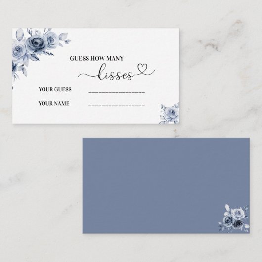 ネイビーブルーの花の赤ちゃんシャワー何人のキス エンクロージャーカード (正面/裏面)