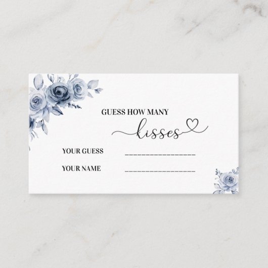 ネイビーブルーの花の赤ちゃんシャワー何人のキス エンクロージャーカード (正面)