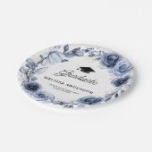 ネイビーブルーの花を卒業 ペーパープレート (アングル)