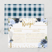 ネイビーブルーの花を飾ったブライダルシャワーのレシピ ポストカード (正面/裏面)