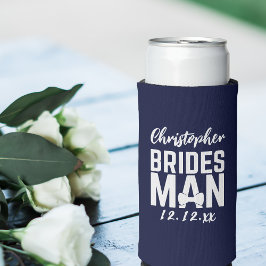 ネイビーブルーの花婿介添人用 ウェディング 缶クーラー スリム缶クーラー