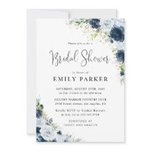 ネイビーブルーの花嫁お披露目会の招待状