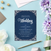 ネイビーブルーの花嫁衣装の結婚式 アクリル招待状 (インサイチュ (ウェディング))
