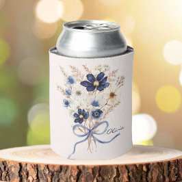 ネイビーブルーの花束 オーダーメイド フラワー 缶クーラー