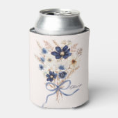ネイビーブルーの花束 オーダーメイド フラワー 缶クーラー (缶正面)