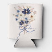 ネイビーブルーの花束 オーダーメイド フラワー 缶クーラー (正面)