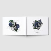 ネイビーブルーの花柄ゴシックウェディング ゲストブック (全面)