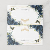 ネイビーブルーの花柄ゴールドのキンチアニエラ 16歳の誕生日 プレイスカード (外部開封)
