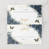 ネイビーブルーの花柄ゴールドのキンチャネラ 16歳の誕生日 プレイスカード (外部開封)