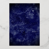 ネイビーブルーの花柄ドレス バタフライ キンセアニエラ ゴールド 箔招待状 (裏面)