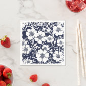 ネイビーブルーの花柄ペーパーナプキン スタンダードカクテルナプキン (インサイチュ)