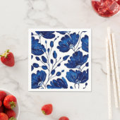 ネイビーブルーの花柄 スタンダードカクテルナプキン (インサイチュ)