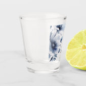 ネイビーブルーの花柄 ブライダルシャワー ショットグラス (左)