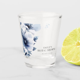 ネイビーブルーの花柄 ブライダルシャワー ショットグラス