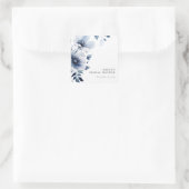 ネイビーブルーの花柄 ブライダルシャワー スクエアシール (バッグ)