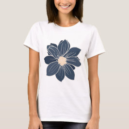 ネイビーブルーの花 ダリア Tシャツ