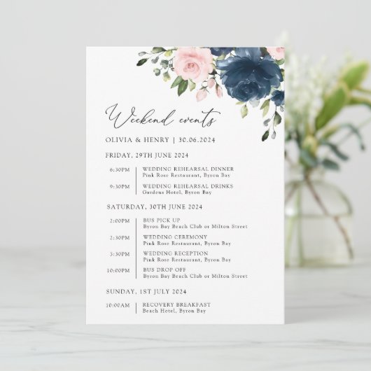 ネイビーブルーの花、ピンクの花、のタイムラ結婚イン (スタンド正面)