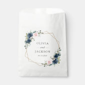 ネイビーブルーの花、ピンクの花、フローラ結婚ズ フェイバーバッグ (正面)