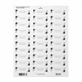 ネイビーブルーの花、ピンクの花、フローラ結婚ズ ラベル (フルシート)