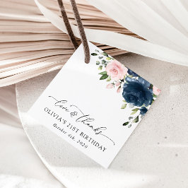 ネイビーブルーの花,ピンクの花,ボホ,誕生日 フェイバータグ