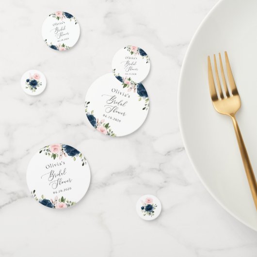 ネイビーブルーの花、ピンクの花、結婚前のお祝い コンフェッティ (グループ)