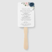 ネイビーブルーの花,ピンクの花,結婚式 プログラム ハンドファン (裏面)