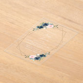 ネイビーブルーの花，ピンクの花，赤ちゃんシャワー アクリル招待状 (レイダウン)