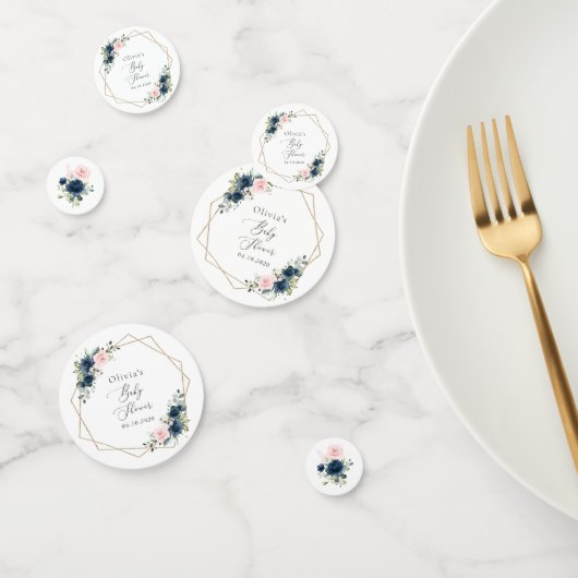 ネイビーブルーの花，ピンクの花，赤ちゃんシャワー コンフェッティ (グループ)