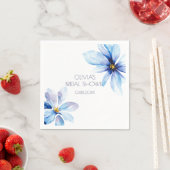 ネイビーブルーの花 ミニマルでエレガントな ブライダルシャワー スタンダードカクテルナプキン (インサイチュ)