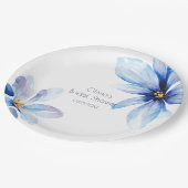 ネイビーブルーの花 ミニマルでエレガントな ブライダルシャワー ペーパープレート (アングル)