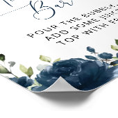 ネイビーブルーの花，緑，ボホ，桃佐バー ポスター (角)