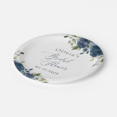 ネイビーブルーの花,緑, Boho,ブライダルシャワー ペーパープレート (アングル)