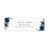 ネイビーブルーの花,緑, Boho,ブライダルシャワー ラベル (正面)