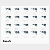 ネイビーブルーの花，緑， Boho,誕生日 スクエアシール (シート)