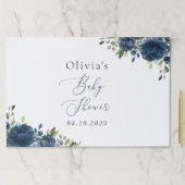 ネイビーブルーの花，緑， Boho，赤ちゃんシャワー ペーパーパッド (インサイチュ)